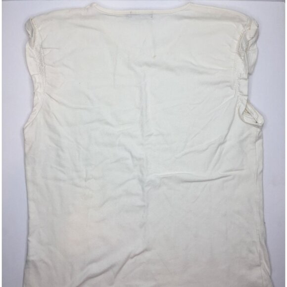 Set 2 Bossini Ladies T-Shirts Cap Sleeves White Camo Brown Green Spring Size 11 - Picture 10 of 13